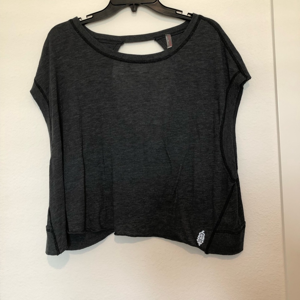 Free People Charcoal my time tee Short Sleeve Crop Top Medium